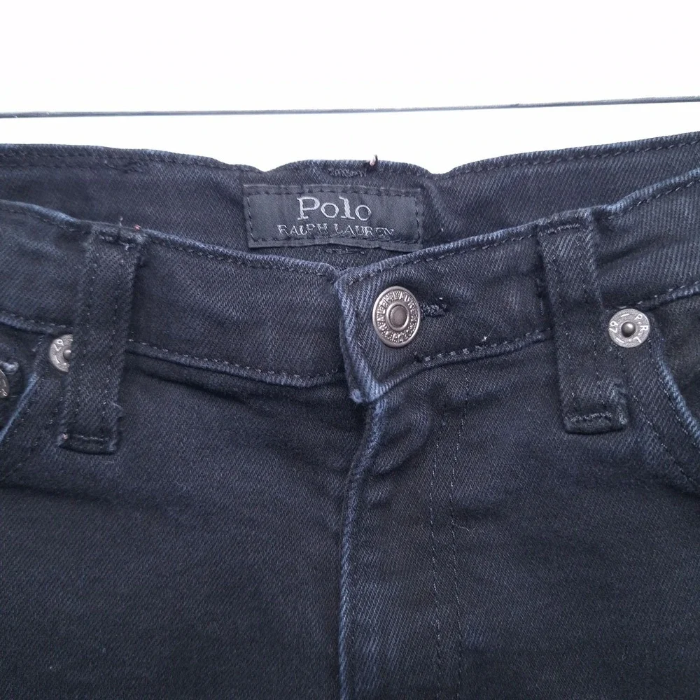 Polo Ralph‎ Lauren Hampton Straight Jeans kids Sz 7 Black Adjustable Waist Denim